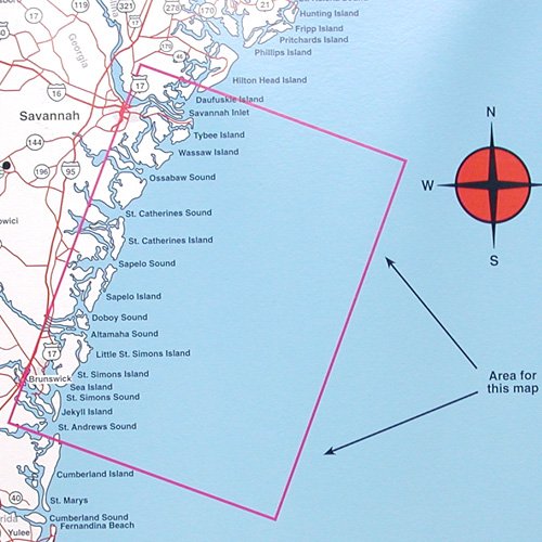 Top Spot Fishing Map N229, Georgia Offshore Brunswick to Savannah